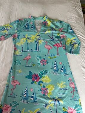 Kids' Aqua Flamingo Swim Cover-Up